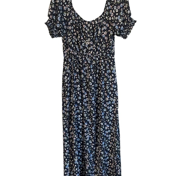 Nordstrom Rack Rowa Blue Floral Print Short Sleeve Casual Event Maxi Dress Small - Picture 5 of 10